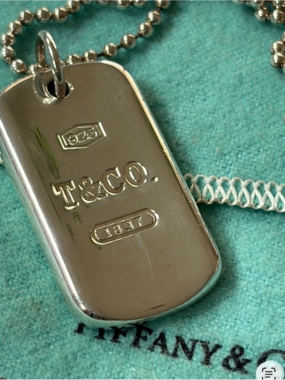 Tiffany & Co. Sterling Dog Tag Vintage Necklace